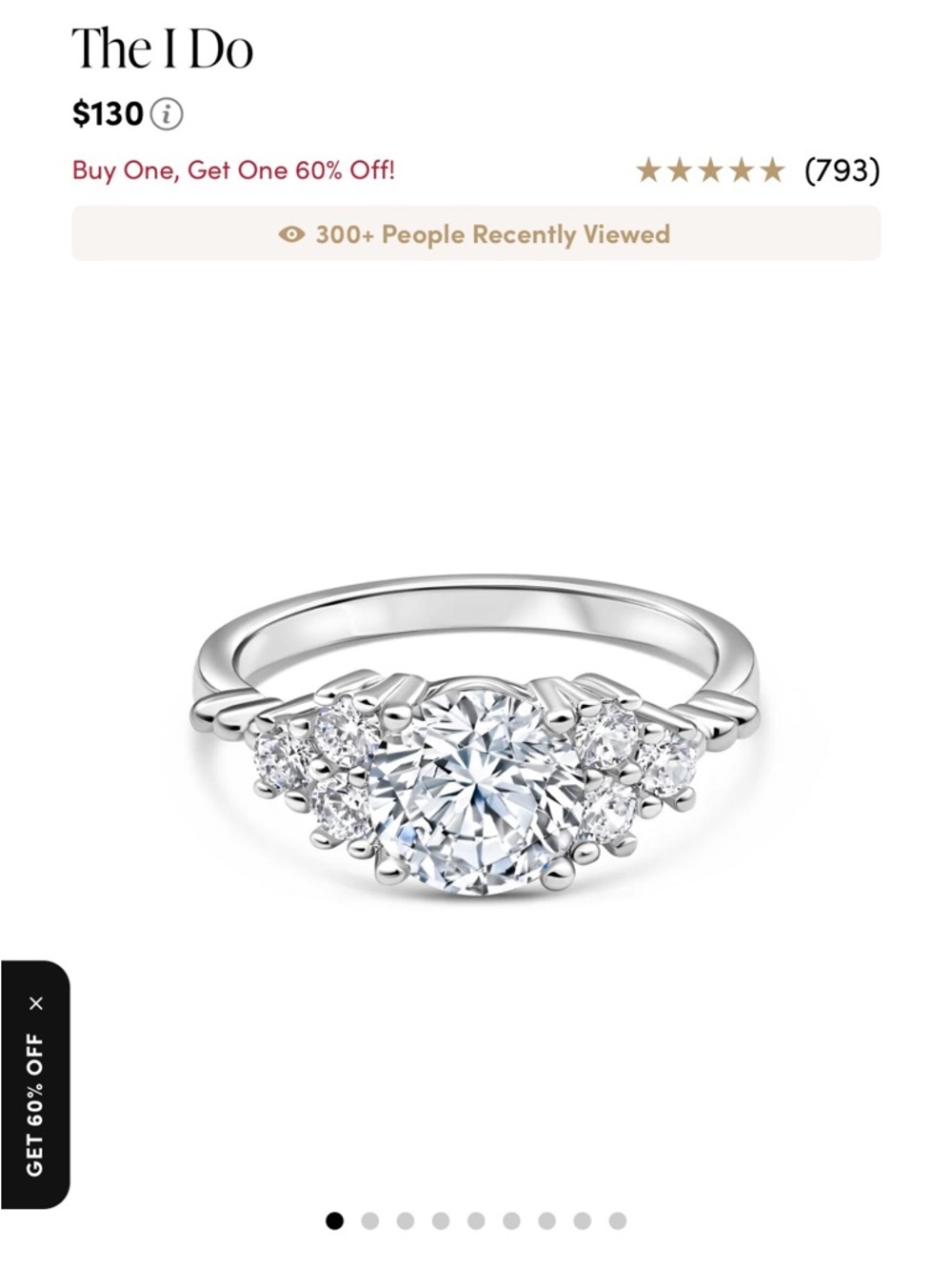 The I Do Silver Round Cubic Zirconia Cluster Ring sz 6 MODERN GENTS *NEW*